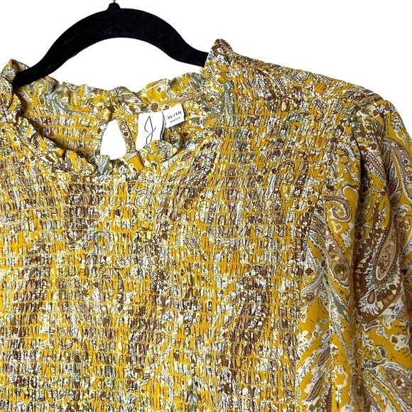 ANTHROPOLOGIE Joie Yellow Paisley Smocked Long Sleeve Blouse - Picture 3 of 10